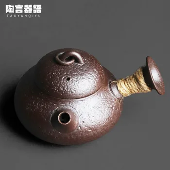 Kaya madeni çömlekçilik kil taş tahıl kenar kolu demlik sırsız zanaat kişilik kung fu çay töreni çay seti tek demlik