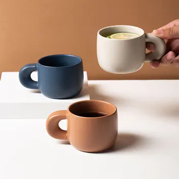 Kore Yaratıcı Seramik Kahve Kupa İle Kalın Kolu Küçük Kahvaltı Fincan Çay Latte Süt İçin Modern Ev Mutfak Drinkware