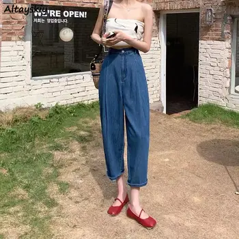 Kot Kadın Yaz Ayak Bileği uzunlukta Rahat Günlük Streetwear Harajuku 5XL Düz Gevşek Kadınsı Zarif Streç OL Moda Popüler