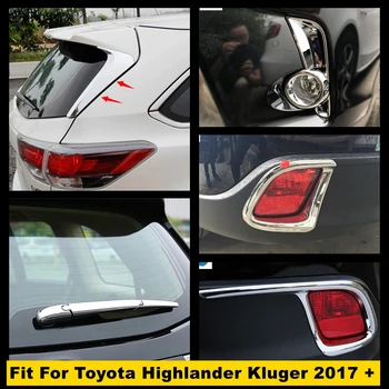 Krom Ön Arka Sis Farları pencere sileceği Kuyruk Spoiler Paneli Kapak Trim Toyota Highlander Kluger İçin Fit 2017-2019 Aksesuarları
