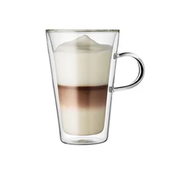 Kurşunsuz Çift Duvar Cam Grip Bölümü İle ısıya dayanıklı Şeffaf çiçek çayı Kahve Süt içecek bardağı Bardak Drinkware