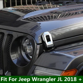 Lapetus Ön Kafa Motoru Dekorasyon Çerçeve 2018 Jeep Wrangler JL İçin Döşeme 2 Parça ABS Krom Fit Kapak Toka Hood - 2022