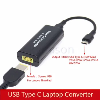 Laptop güç jack konnektörü Dc Adaptörü Şarj Dönüştürücü Macbook için Think pad HP Kare Dişi USB Tip C Adaptörü Erkek 45W