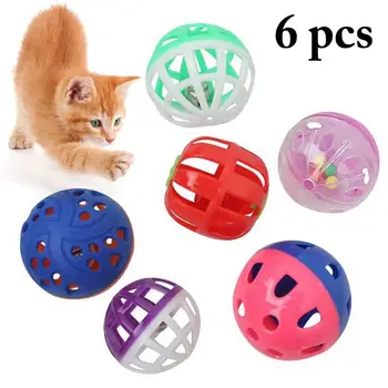 Legendog 6 Adet Kedi Çan Topu Oyuncaklar İçi Boş Plastik Kedi Topu Yavru Chase Oyuncak Pet Malzemeleri evcil hayvan aksesuarları Seti Rastgele Renk