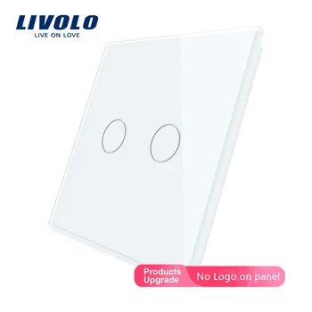 Livolo Lüks Beyaz İnci Kristal Cam, AB Standart, tek Cam Panel 2 Gang Duvar Dokunmatik Anahtarı, VL-C7-C2-11 (7 Renk)
