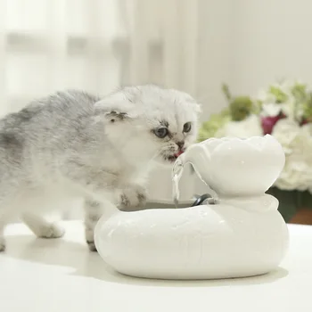 Lotus Kedi su çeşmesi, Otomatik Seramik içme çeşmesi Evcil Hayvanlar için, kolay Temizlenebilir, Elektrikli Pet su sebili Sessiz Pompa ile