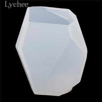 Lychee Ömürlü Poligon Beyaz Mum silikon kalıp 3D Mum Kalıpları DIY El Yapımı Sabun Yapımı El Sanatları Malzemeleri