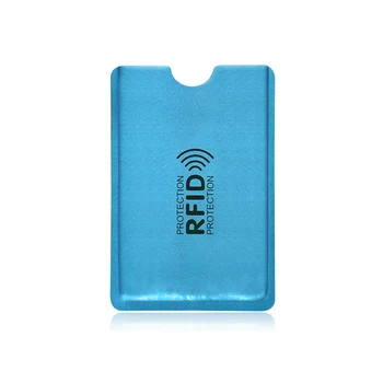 Mavi 100 adet Anti rfid kart tutucu NFC Engelleme okuyucu kilidi Kimlik Banka kart tutucu Kılıf Koruma Metal kredi kartı kılıfı Alüminyum
