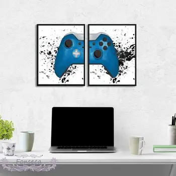 Mavi Gamepad Posterler ve Baskılar Oyun Erkek duvar sanatı tuval yağlıboya Modüler Resimler İçin Oyun Odası Dekor / Oyun Hediye