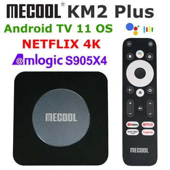 Mecool KM2 artı TV Kutusu Google Sertifikalı Android TV 11 Küresel Sürüm Amlogic S905X4 DDR4 2GB 16GB Netflix 4K AV1 Set Üstü Kutusu
