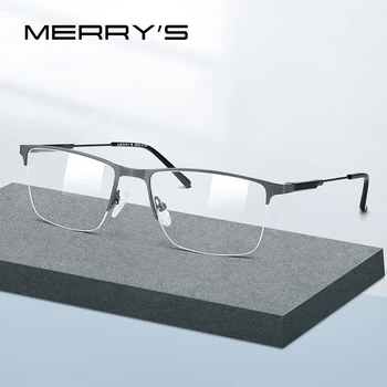 MERRYS tasarım Erkekler Titanyum Alaşım Gözlük Çerçeve Yarım Optik Çerçeve Miyopi Reçete Optik Gözlük S2176