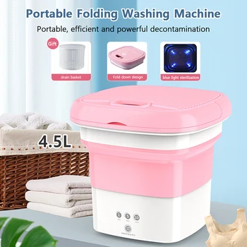 Mini Çamaşır Makinesi Katlanır Taşınabilir Çamaşır Makinesi Zamanlayıcı İle Kurutma Makinesi Kova Çorap İç Çamaşırı Elbise Santrifüj Çamaşır Makinesi