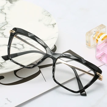 Moda gözlük kadınlar Vintage Cateye gözlük çerçeve miyopi optik gözlük şeffaf Lens konfor ışık yüksek kaliteli Gafas