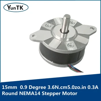 NEMA14 İki fazlı Dört telli Step Motor Ultra ince 15mm Hassas 0.9 Derece 3.6N.cm5.0zo.in 0.3 A Yuvarlak Mini Motor