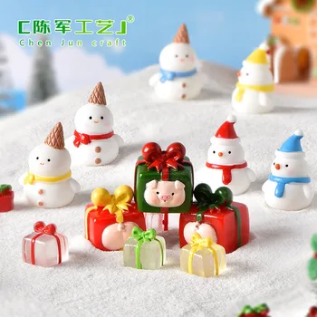 Noel Kardan Adam Noel Baba Hediye Kutusu Süsler Süslemeleri Mini Peri Bahçe Dekor Ev Dekorasyon Minyatür Dollhouse Zanaat