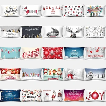 Noel Polyester Baskı Dikdörtgen Yastık Kılıfı ev dekor araba kanepe minder örtüsü 30cm x 50cm