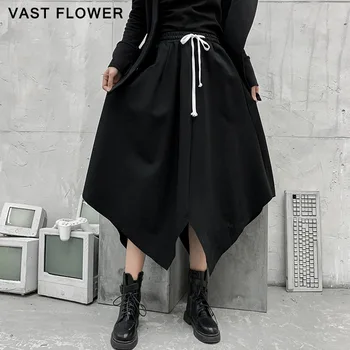 Patchwork Düzensiz Siyah Etekler Kadınlar Yüksek Bel Moda Mizaç Tüm Maç Gevşek Rahat Etek Elbise Kış 2020