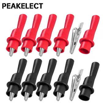 Peakelect P2008 10 ADET Yalıtım Timsah Klip 2mm Soket Metal Timsah Kelepçe Test Aksesuarları Multimetre için 1000V/10A