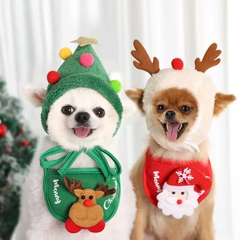 Pet Köpek Aksesuarları Chihuahua Noel şapka seti Karikatür Geyik Şapka Küçük / orta Köpek Şapka Sevimli Yavru Kedi Aksesuarları Takım Elbise
