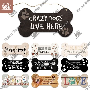 Putuo Dekor Köpek Kemik Işareti Ahşap Asılı Plak Ahşap Güzel Kolye Plakaları Pet House Kulübesi Dekorasyon Hediye Fikirleri