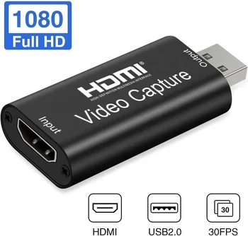 Ses laptop Video Çekimi Kartları 2.0 Yüksek Çözünürlüklü USB HDMI 1080p 30fps Kayıt Doğrudan Bilgisayar