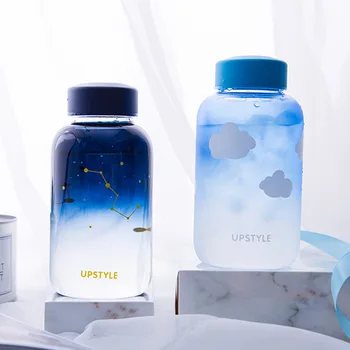 Sevimli Dokunmatik Gökyüzü Takımyıldızı Degrade Cam içme suyu şişesi Taşınabilir Spor Su Şişesi Benim Şişe Kawaii Kız İçecek Şişeleri