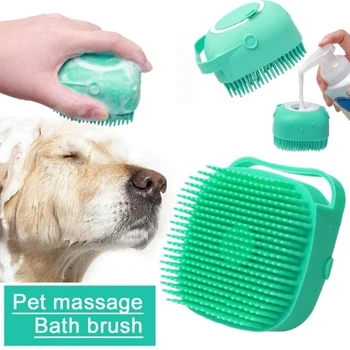 Silikon Pet Köpek Masaj Banyo Fırçası Kedi Tarak Bakım Araçları Aksesuarları Kısa Saç Köpek Şampuanı Banyo Fırçaları