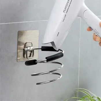Spiral Saç Kurutma Makinesi Tutucu Duvara Monte Paslanmaz Çelik saç düzleştirici Standı Organize Raf Banyo Raf Banyo Aksesuarları