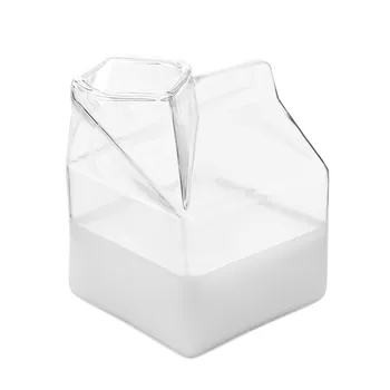 Süt Kupa 350 ML Cam Kupa Süt Karton Süt Kutusu Yarım Pint Süt Karton Tarzı Yaratıcı Mini Kreması Sürahi Cam Süt Kupa Özel