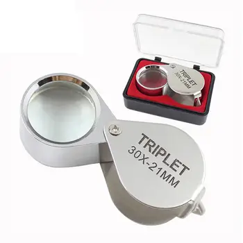 Sıcak Takı Büyüteç Kuyumcular Göz Aracı Mücevher Katlanır Büyüteç Cam Lens Büyüteç 10X 20X 30X Cam Takı Elmas