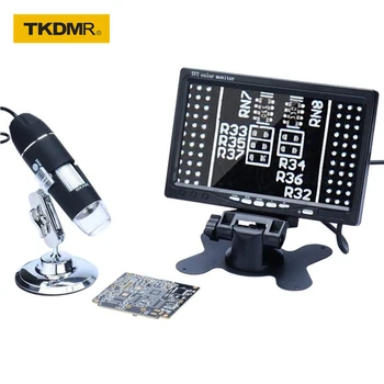 TKDMR 1000X USB Mikroskop El PortableTV/AV Arayüzü Dijital Mikroskop Elektronik 8 Led Braketi Telefon PC İçin