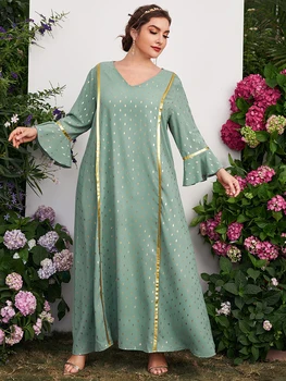 TOLEEN Kadın Artı Boyutu Büyük Zarif Maxi Elbiseler 2022 bahar uzun kollu elbise Abaya Büyük Boy Müslüman Parti Akşam Festivali Giyim