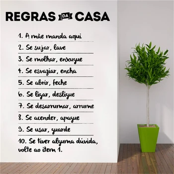 Vinil Çıkartmaları Regras Da Casa Portekizce Alıntı Resimleri Çıkarılabilir Oturma Odası Ev Dekor duvar çıkartmaları Posteri Duvar Kağıdı RU2137