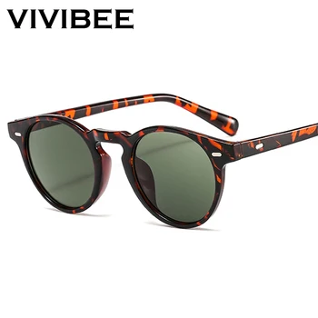 VIVIBEE Retro Erkekler Kare Güneş Gözlüğü Vintage UV400 Leopar Çerçeve Kadın 2022 Parlama Önleyici Marka Tasarımcısı Yaz Gözlük