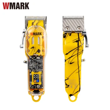 WMARK NG-411 Şeffaf Stil Profesyonel Şarj Edilebilir Kesme Kablosu ve akülü Saç Düzeltici kama bıçak