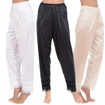 Yeni Kadın Saten Pijama Dipleri Uyku Rahat Dantel Pantolon Artı Boyutu Kıyafeti dinlenme pantolonu