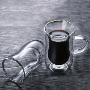 Yenilikçi Çift Duvar yalıtımlı cam bardak ısıya dayanıklı Çay Kahve Latte Espresso buzlu Çay Bulaşık Makinesi Kupalar