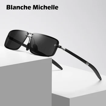 Yüksek Kalite Vintage Erkek Dikdörtgen Polarize Güneş Gözlüğü UV400 Marka Tasarım güneş gözlüğü Erkekler Sürüş Sunglass 2022 Kutu İle
