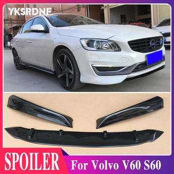 Yüksek Kaliteli ABS Siyah ve ABS Karbon Fiber Tampon Ön Dudak Splitter Difüzör Dudak Spoiler Volvo V60 S60 2014-2018