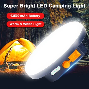 Yükseltilmiş 13500mAh USB şarj edilebilir led lamba Kamp güçlü ışık Mıknatıs Zoom Taşınabilir Meşale çadır ışığı Çalışma Bakım Aydınlatma