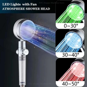 Yükseltme 3 Renk Atmosfer LED Duş Başlığı Duş Otomatik Renk Değiştirme Su tasarruflu duş Filtresi Yüksek Basınçlı Duş Başlığı