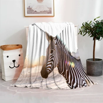Zebra Battaniye Kış Yatak Örtüsü Flanel Rahat Sıcak Kumaş Özel Ekose Kanepe Atmak Battaniye Yatak Örtüsü Kısa Polar