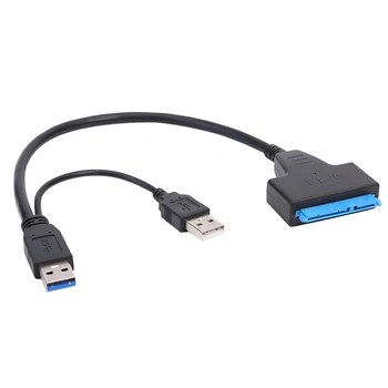 Çift USB 3.0 SATA 22 Pin Adaptör Bilgisayar Kabloları Konnektörleri USB Sata Adaptör Kablosu Desteği 2.5 İnç Ssd Hdd Sabit Disk