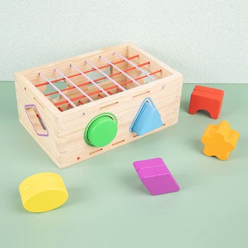 Çocuk Ahşap Kutu Sıralama Oyuncak Bebek Montessori Şekil Biliş doldurulmuş oyuncak Eğitici Öğrenme Ebeveyn-çocuk İnteraktif Oyun