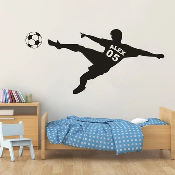 Özel Futbol Çocuk Adı Duvar Sticker Futbol Palyers Vinil Duvar Çıkartmaları Futbol Spor Kulübü Dekorasyon Ev Sanat AZ718