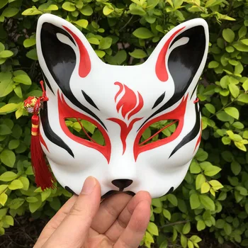 #001 - # 144 Cosplay için Elle Boyanmış Kitsune Maskesi, Geleneksel Kedi Parti Maskeleri (YangYong)