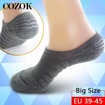 10 adet = 5 çift / grup Erkekler Görünmez Havlu Pamuk Çorap Şerit Tekne Çorap Anti Kayma Yüksek Kaliteli Yeni Büyük Çorap Artı Büyük Boy EU39-45