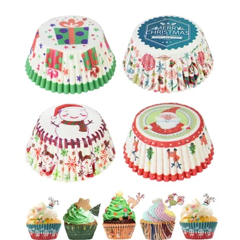 100 adet Noel Serisi Muffin Cupcake Liner Çerezler Pişirme Kağıt Tepsisi Mutfak Fırın Malzemeleri Kek Dekorasyon Araçları Bakeware