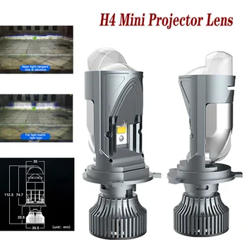120W Otomatik Lamba Mini Lens LED H4 Ampuller Arabalar için far Yüksek İşın Düşük İşın H4 LED Projektör Çift Lens Turbo Fan 6000K Beyaz