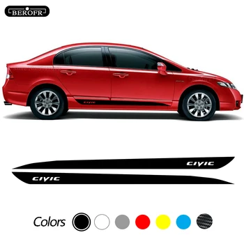 2 Adet Araba Sticker Honda Civic İçin Yan Çizgili Etekler Grafik Vinil Yarış Spor Uzun Styling Çıkartması